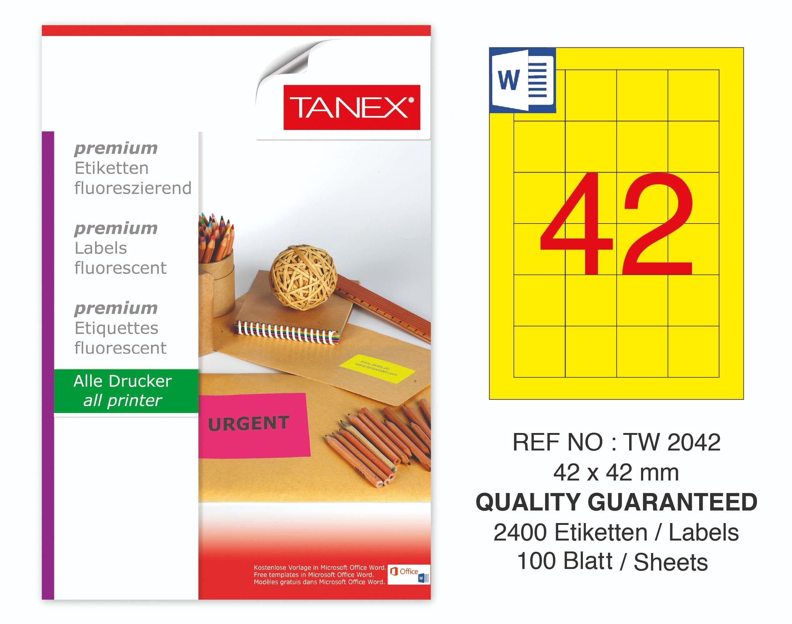 TW-2042 42x42 mm FLO SARI LASER ETİKET 