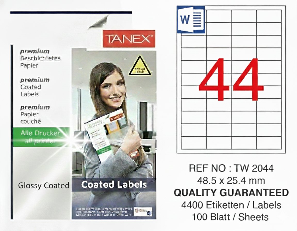 TW-2044 48,5x25,4 mm PARLAK LASER ETİKET 
