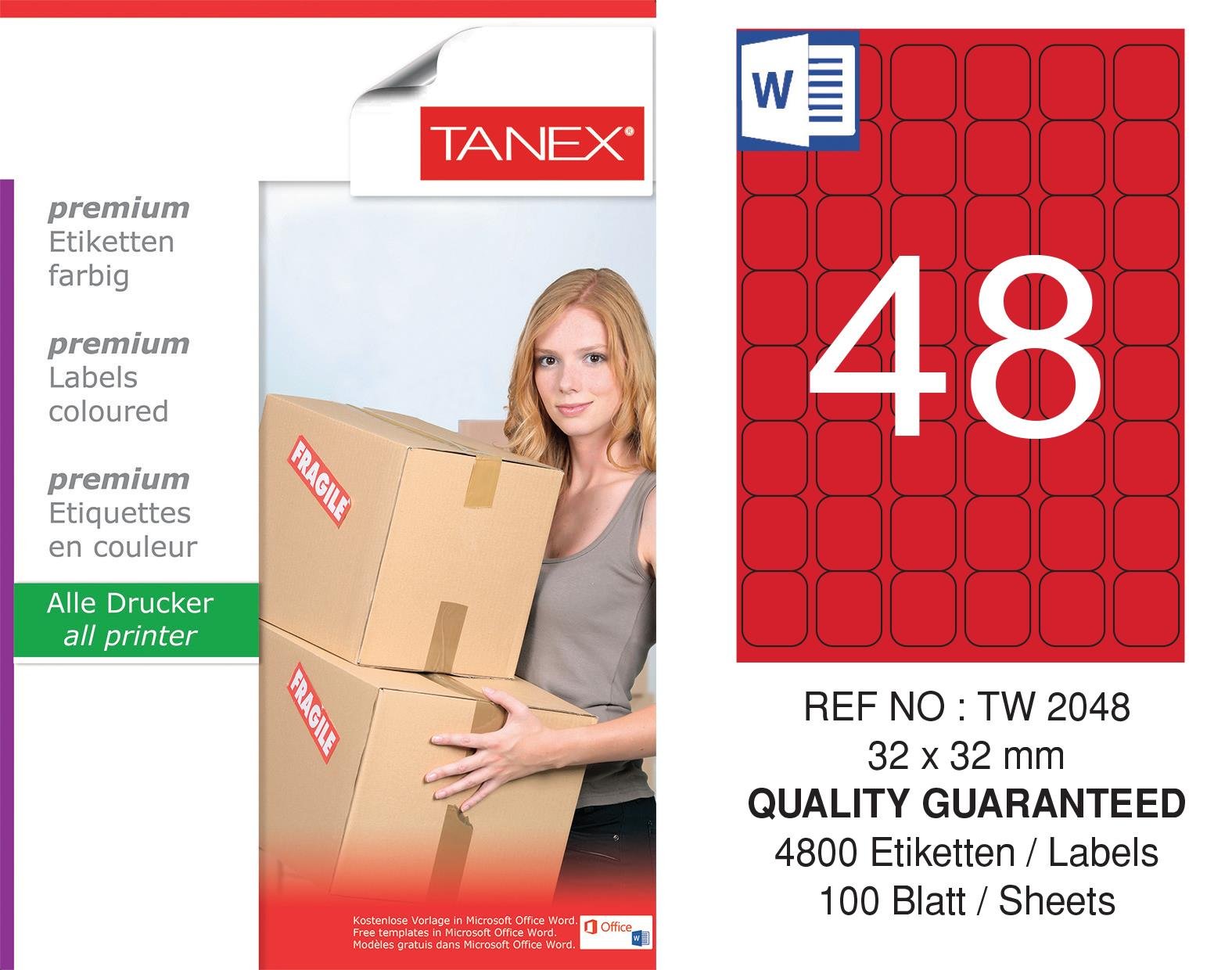 TW-2048 32x32 mm FLO KIRMIZI LASER ETİKET 