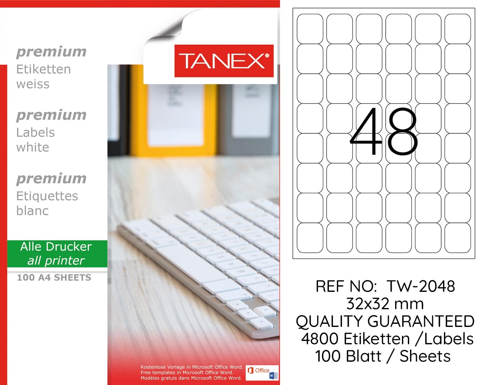 TW-2048 32x32 mm LASER ETİKET .