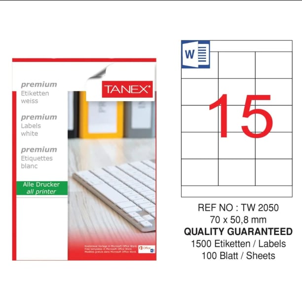 TW-2050 70x50,8 mm LASER ETİKET .
