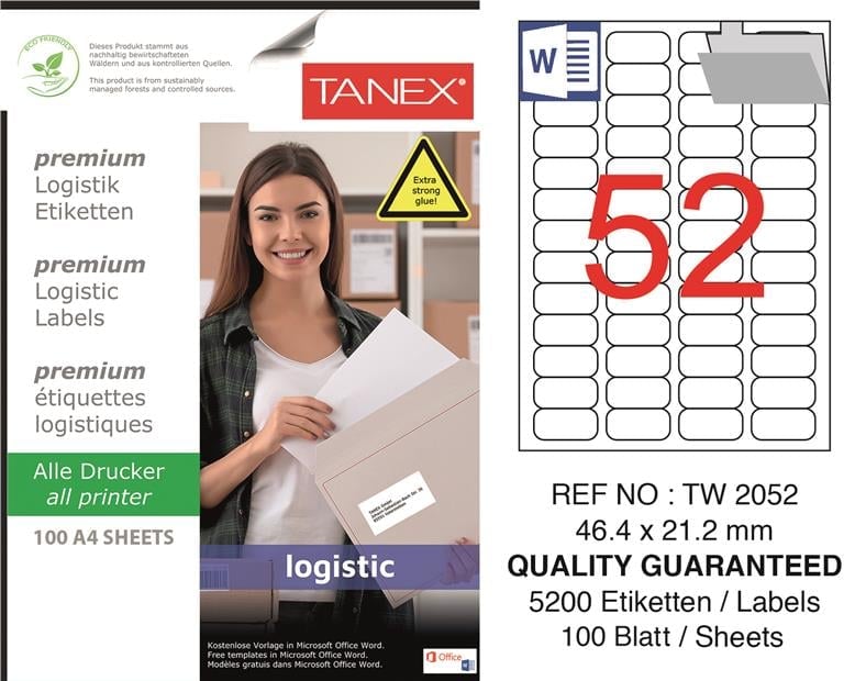 TW-2052 46,4x21,2 mm LOJİSTİK ETİKET 