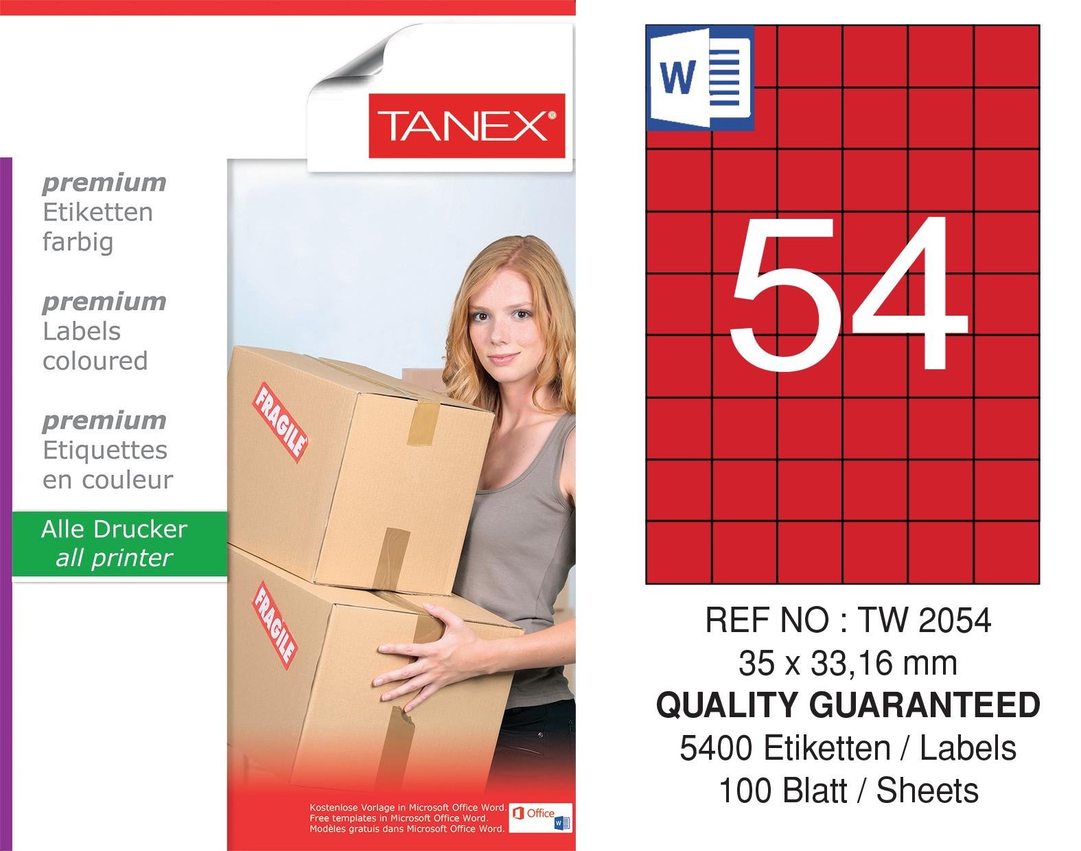 TW-2054 35x33,16 mm KIRMIZI LASER ETİKET 