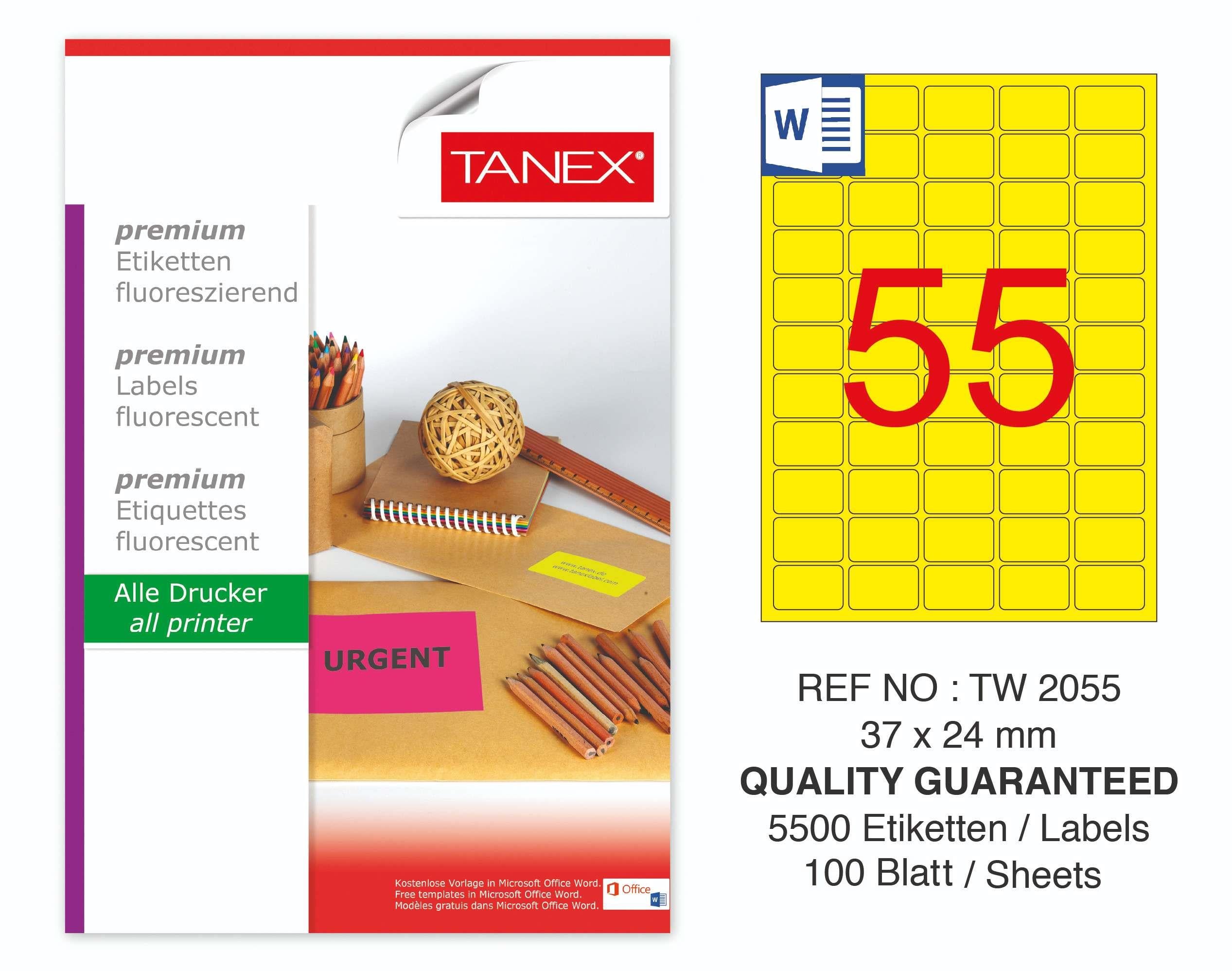 TW-2055 37x24 mm FLO SARI LASER ETİKET 