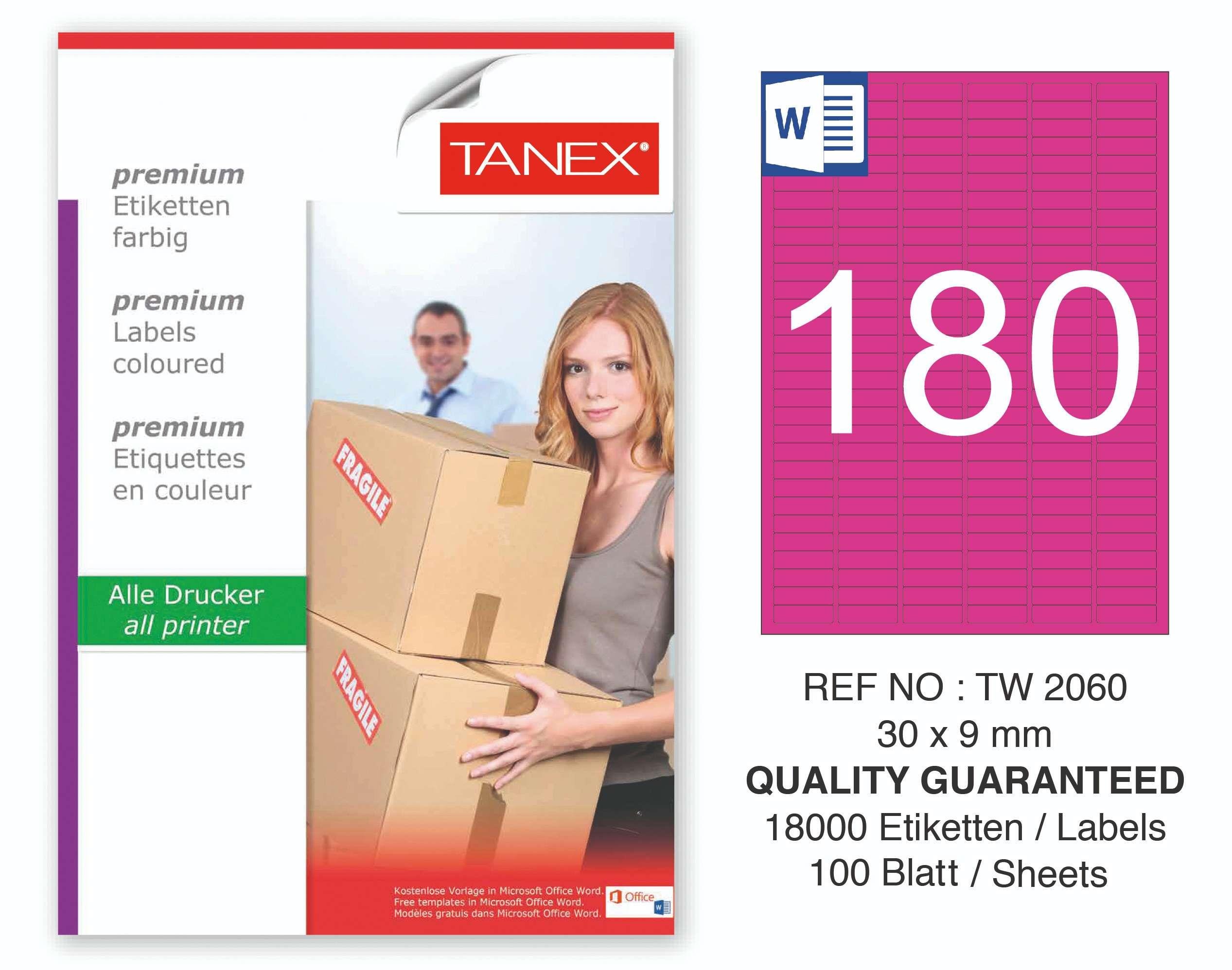 TW-2060 30x9 mm PEMBE LASER ETİKET 