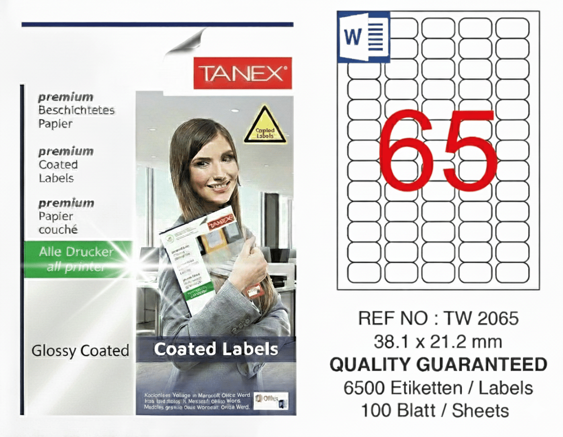 TW-2065 38,1x21,2 mm PARLAK LASER ETİKET 