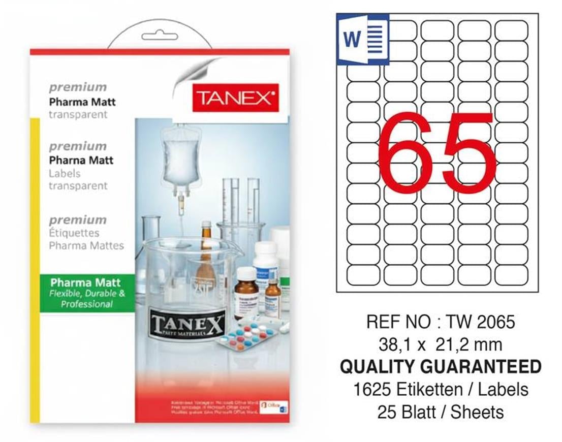 TW-2065 38,1x21,2 mm PHARMA MATT LASER ETİKET 