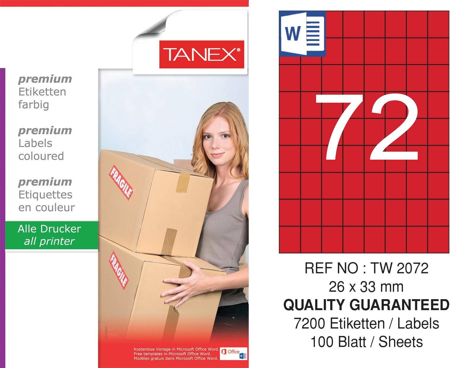 TW-2072 26,25x33 mm KIRMIZI LASER ETİKET 