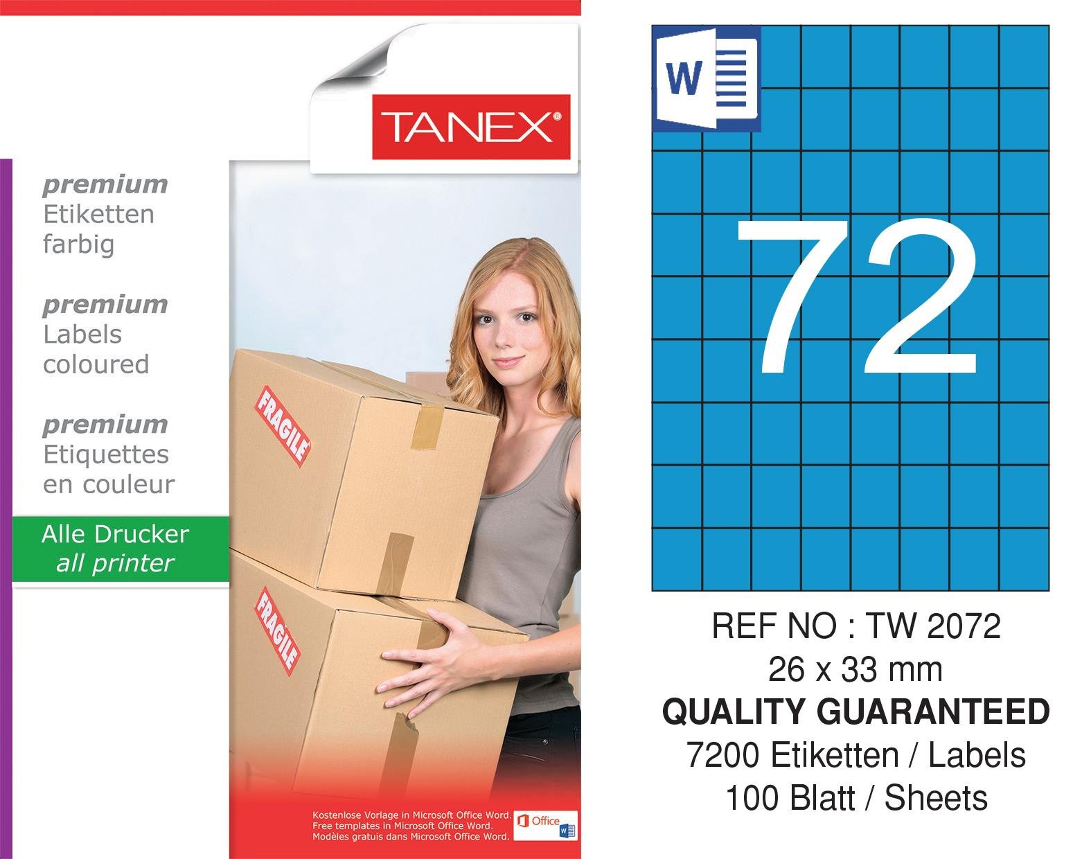 TW-2072 26,25x33 mm MAVİ LASER ETİKET 