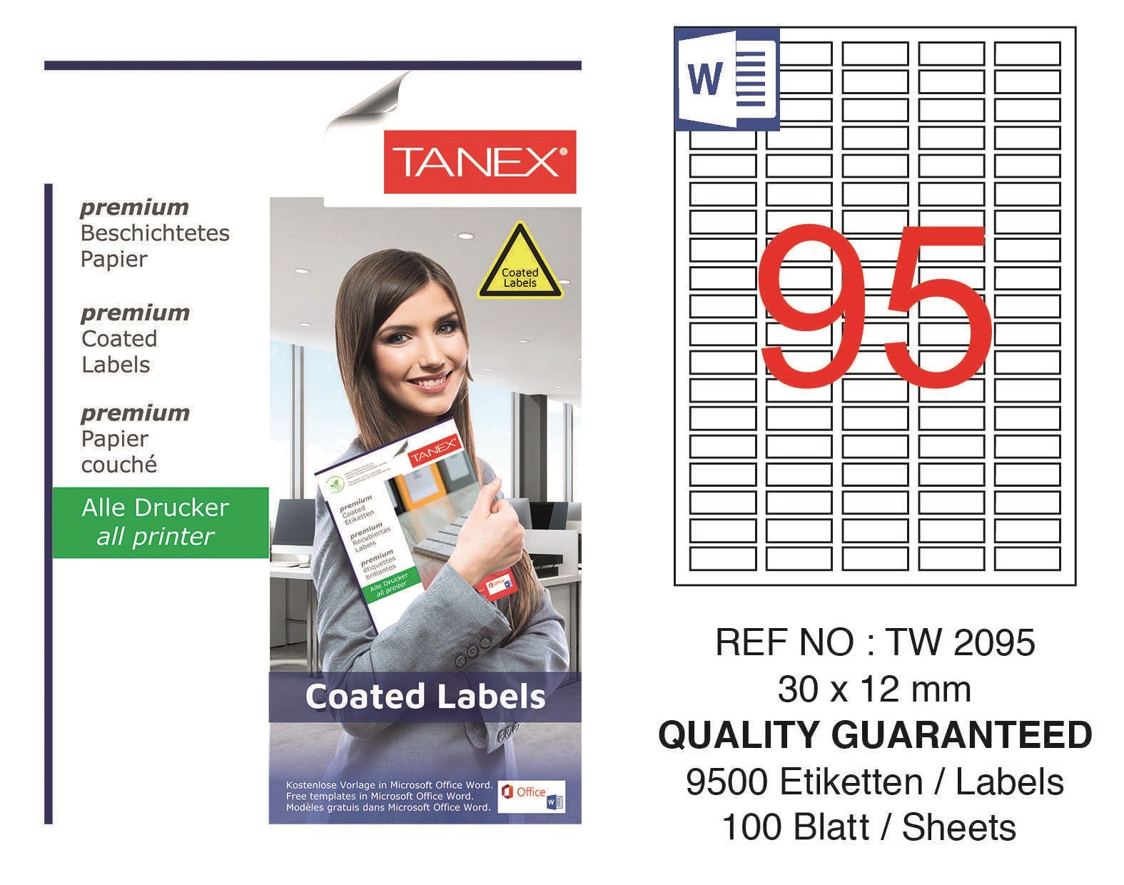 TW-2095 30X12 MM LASER ETİKET KUŞE, 