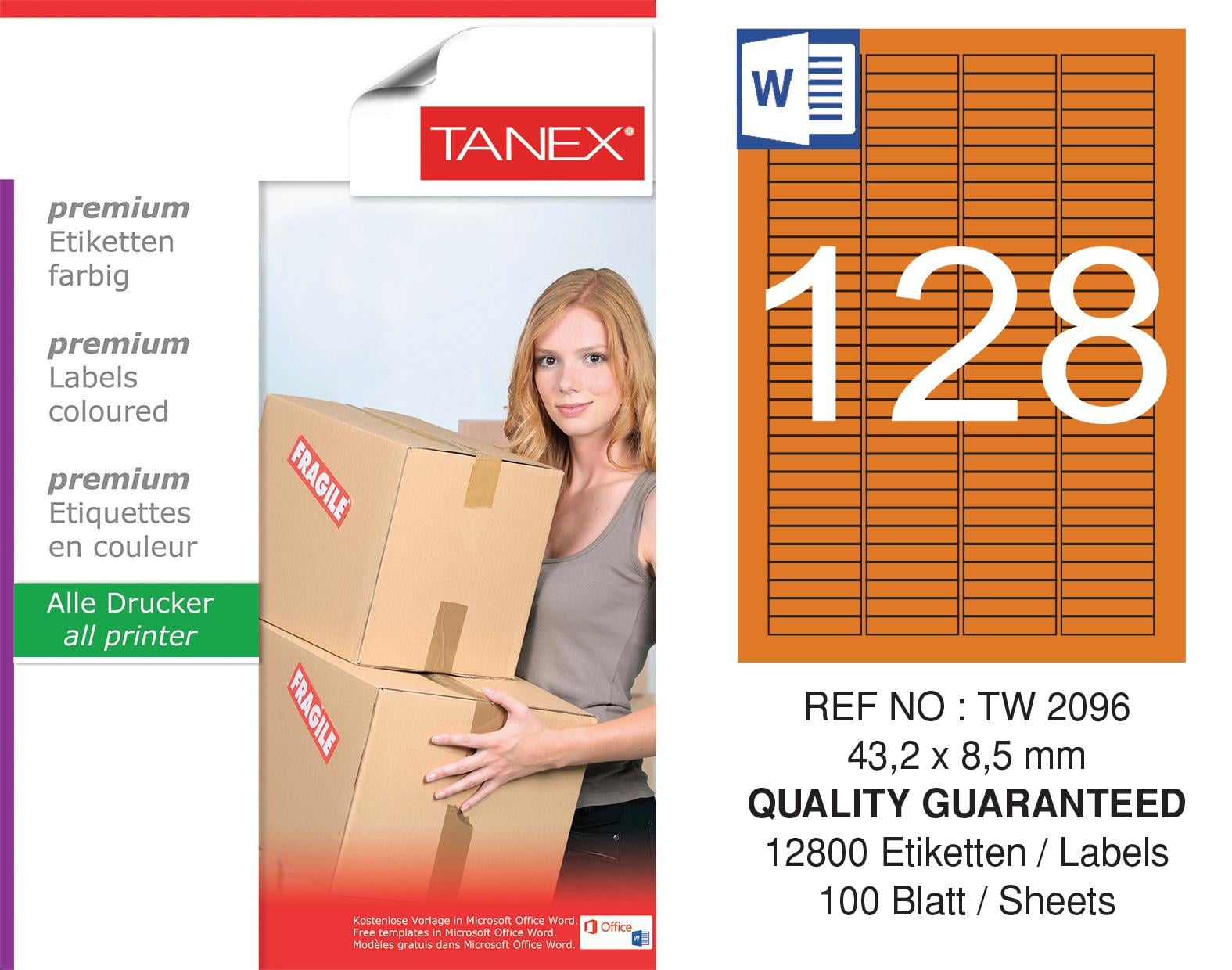 TW-2096 43,2x8,5 mm TURUNCU LASER ETİKET 
