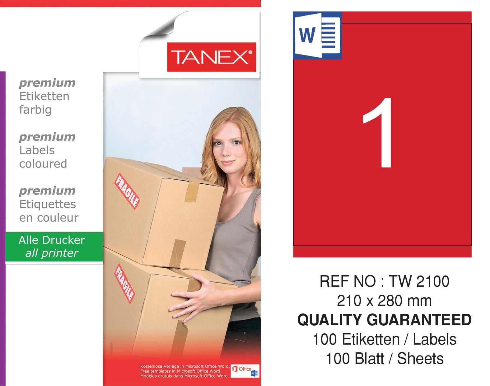 TW-2100 210x280 mm KIRMIZI LASER ETİKET 