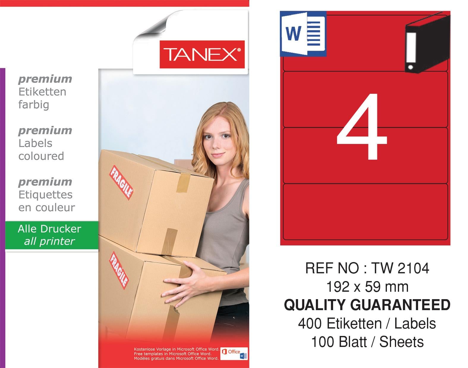 TW-2104 192x59 mm KIRMIZI LASER ETİKET 