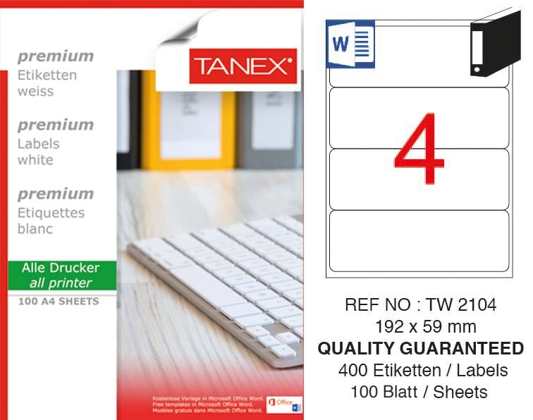 TW-2104 192x59 mm LASER ETİKET .