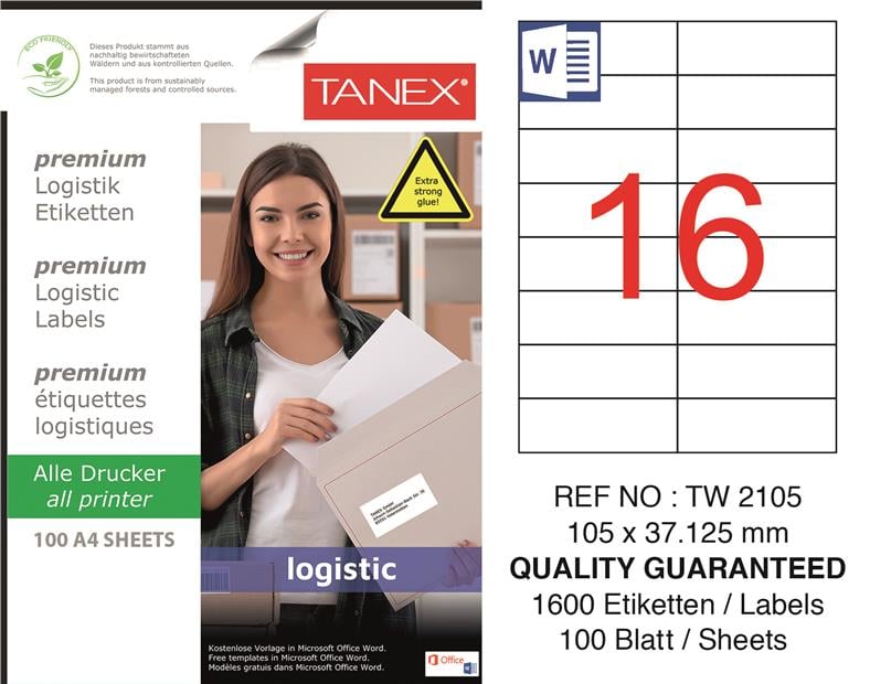 TW-2105 105x37,125 mm LOJİSTİK ETİKET 