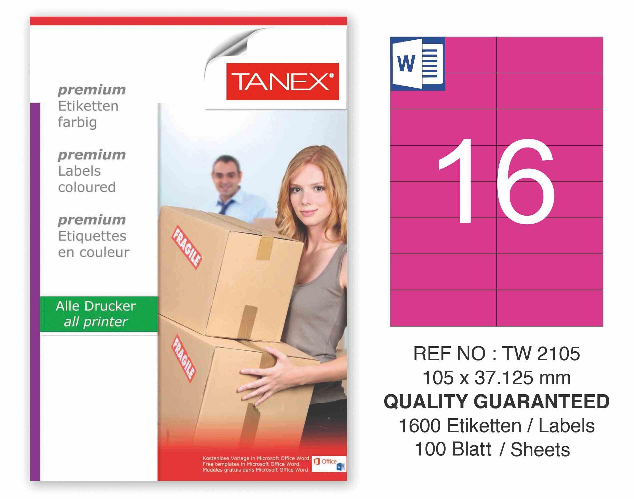TW-2105 105x37,125 mm PEMBE LASER ETİKET 
