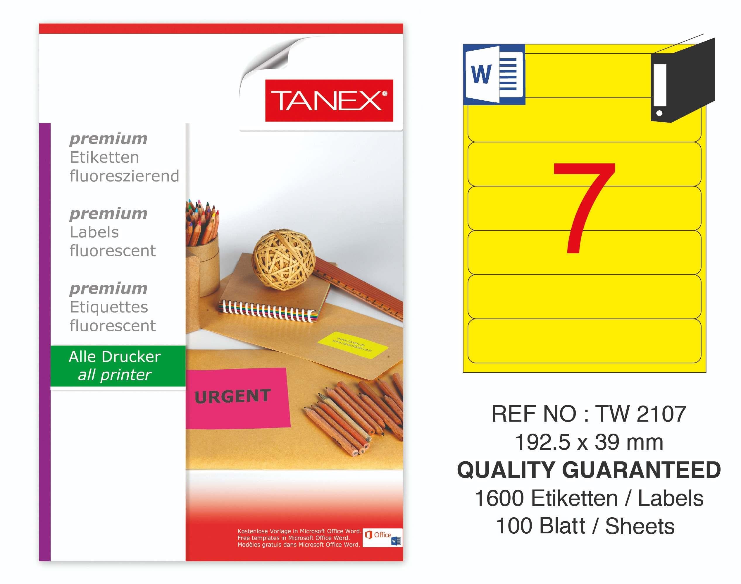 TW-2107 192,5x39 mm FLO SARI LASER ETİKET 