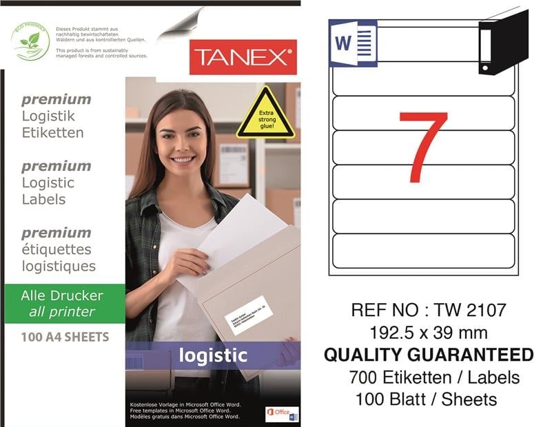 TW-2107 192,5x39 mm LOJİSTİK ETİKET 