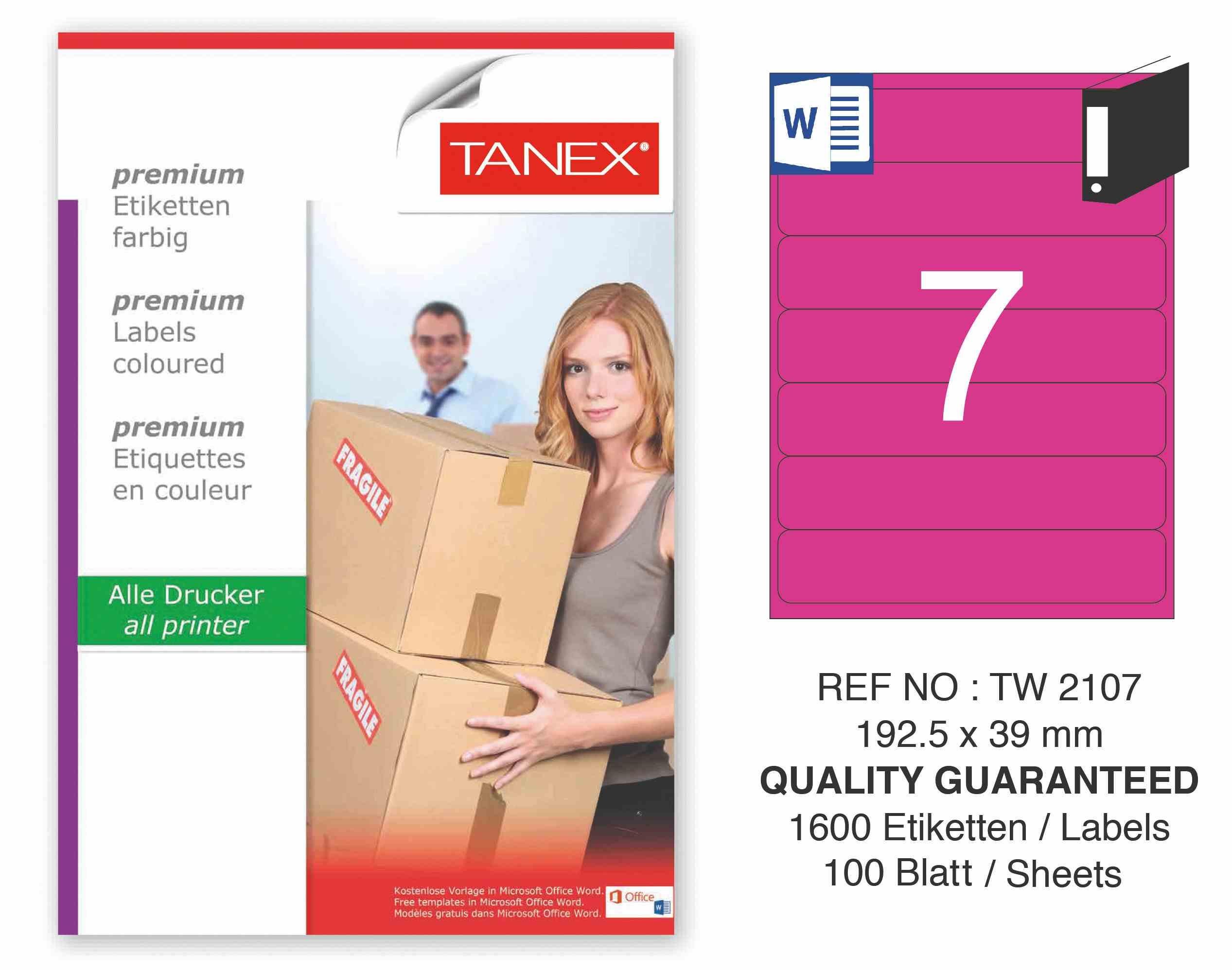 TW-2107 192,5x39 mm PEMBE LASER ETİKET 