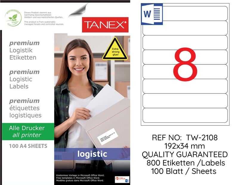 TW-2108 192x34 mm LOJİSTİK ETİKET 