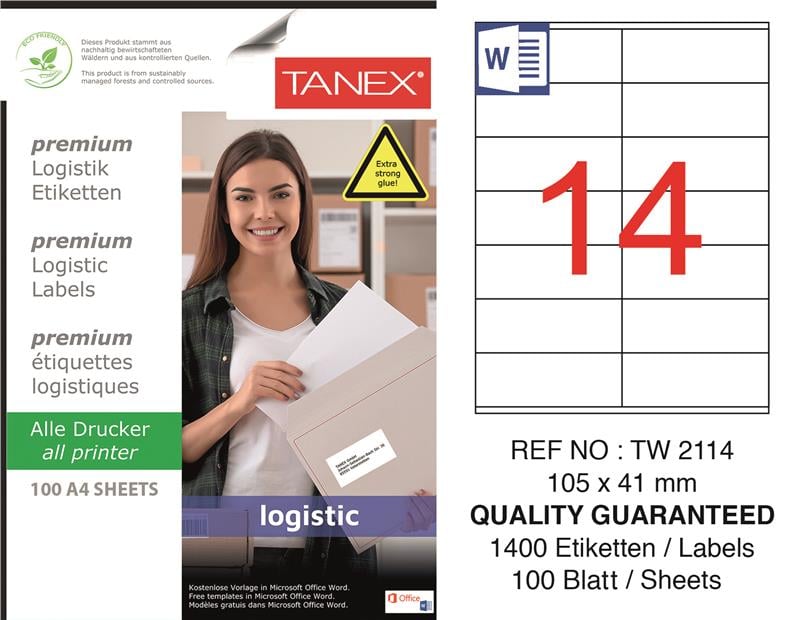 TW-2114 105x41 mm LOJİSTİK ETİKET 