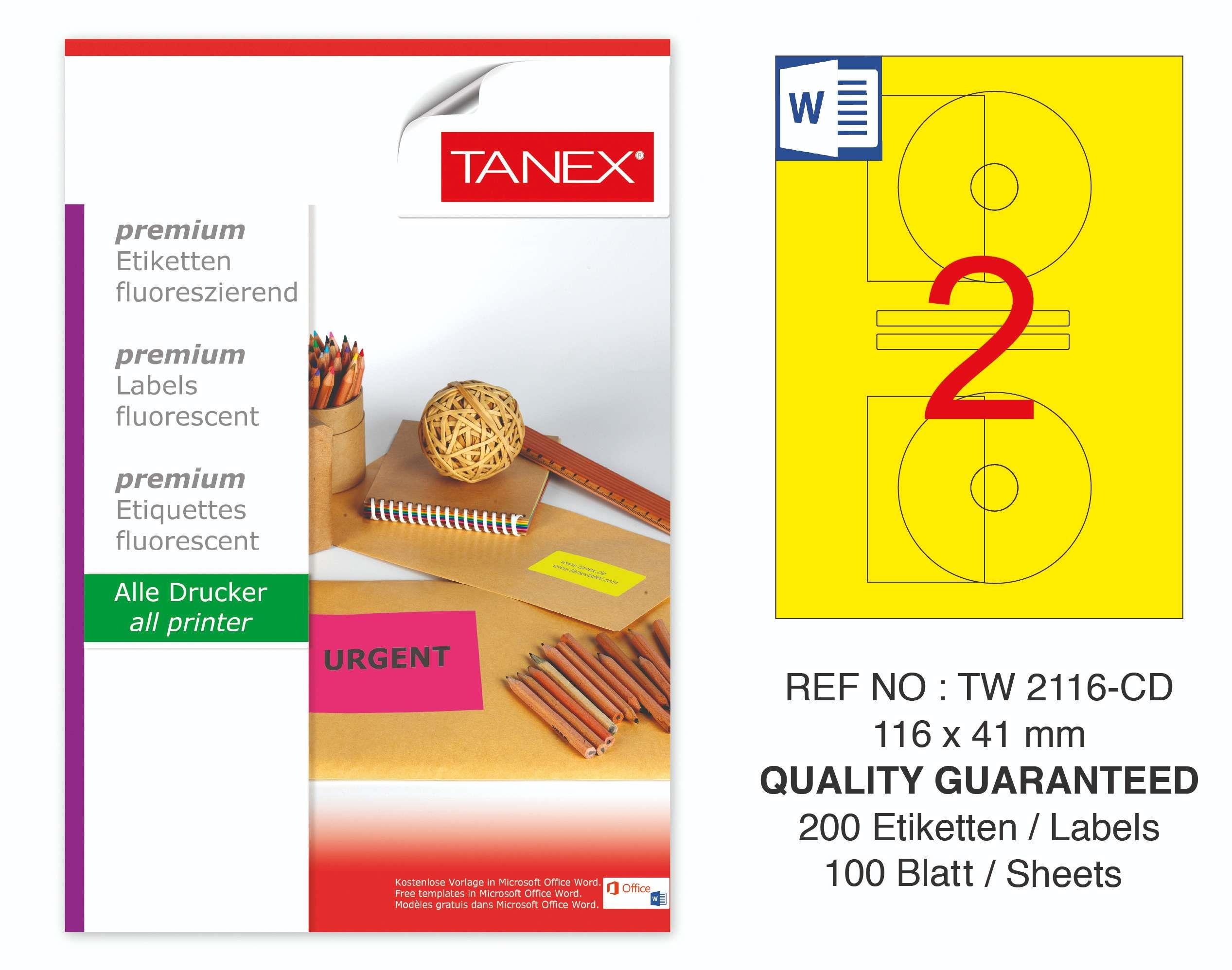 TW-2116 116x41 mm FLO SARI LASER ETİKET 