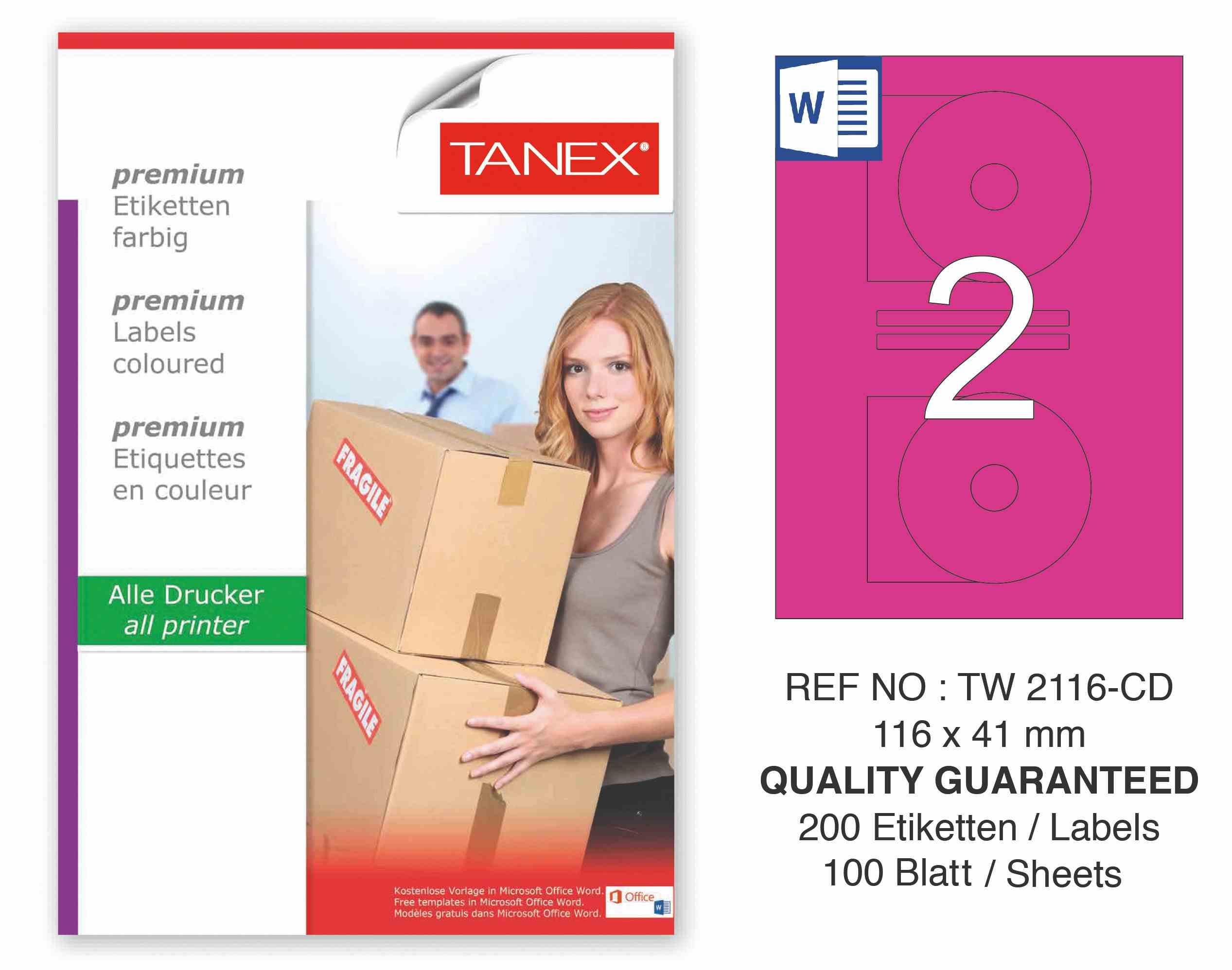 TW-2116 116x41 mm PEMBE LASER ETİKET 