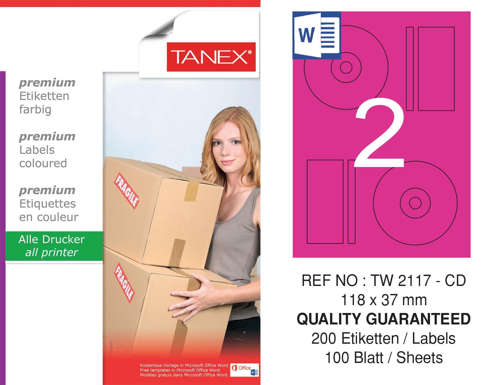 TW-2117 118x37 mm PEMBE LASER ETİKET 