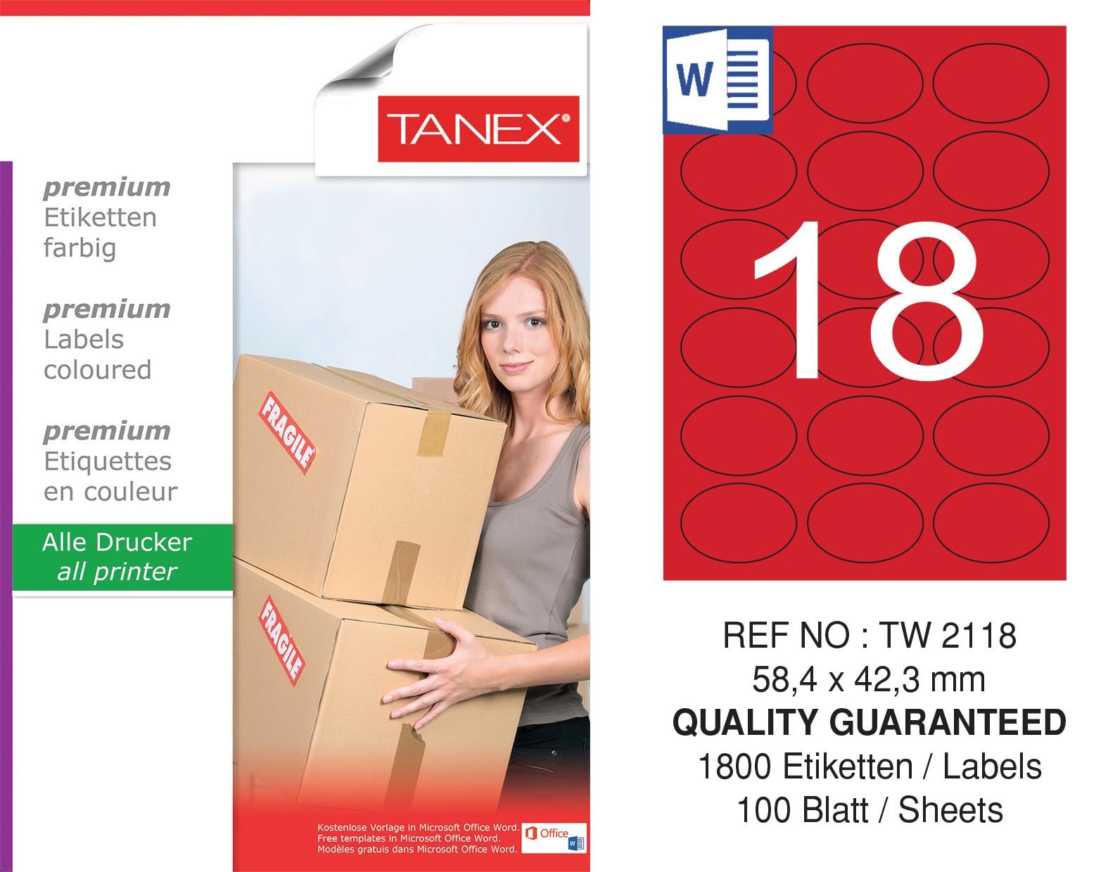 TW-2118 58,4x42,3 mm KIRMIZI LASER ETİKET 