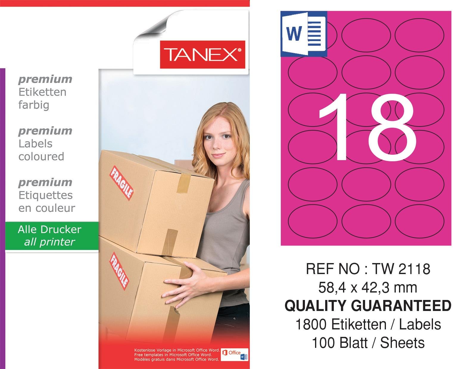 TW-2118 58,4x42,3 mm PEMBE LASER ETİKET 