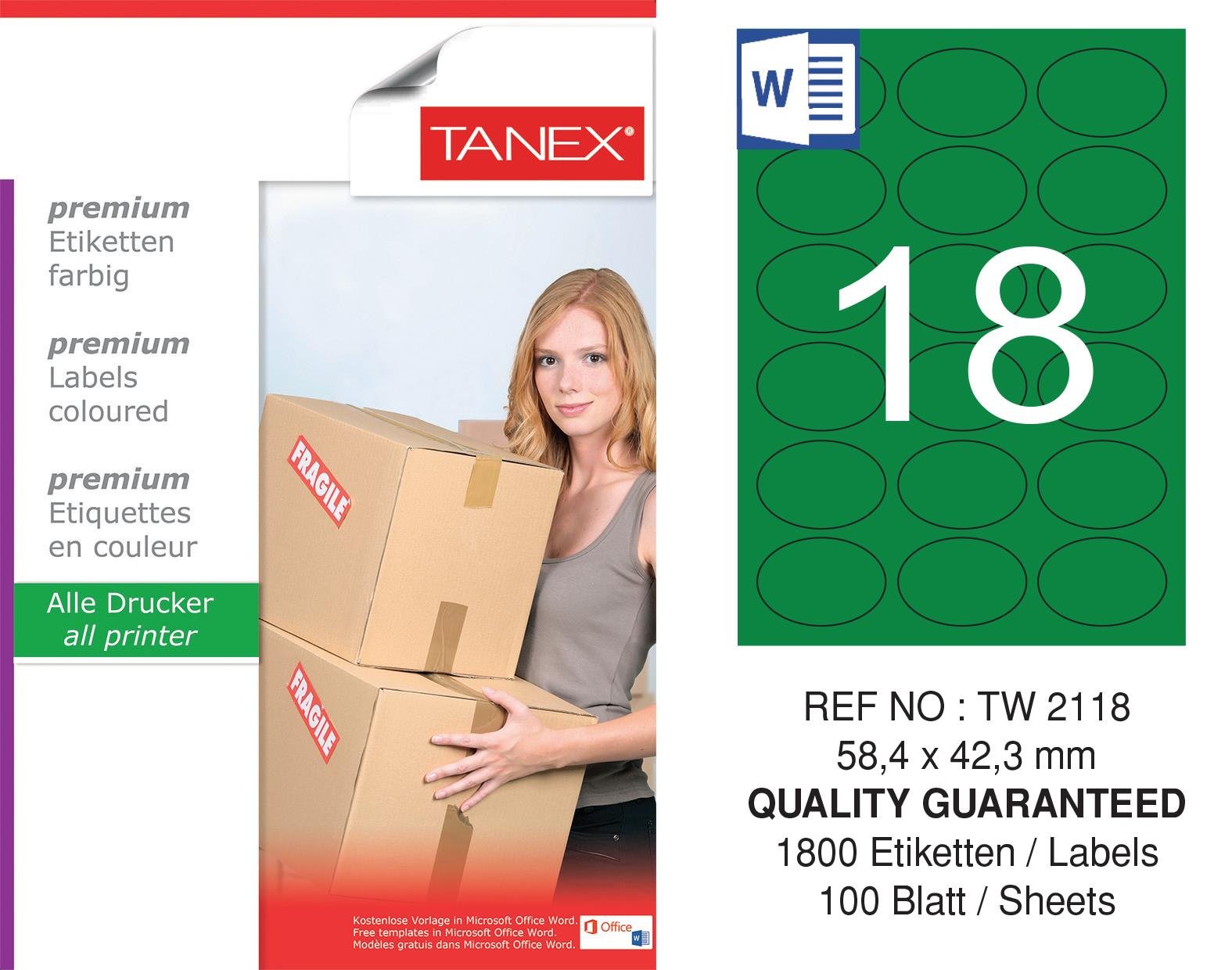 TW-2118 58,4x42,3 mm YEŞİL LASER ETİKET 