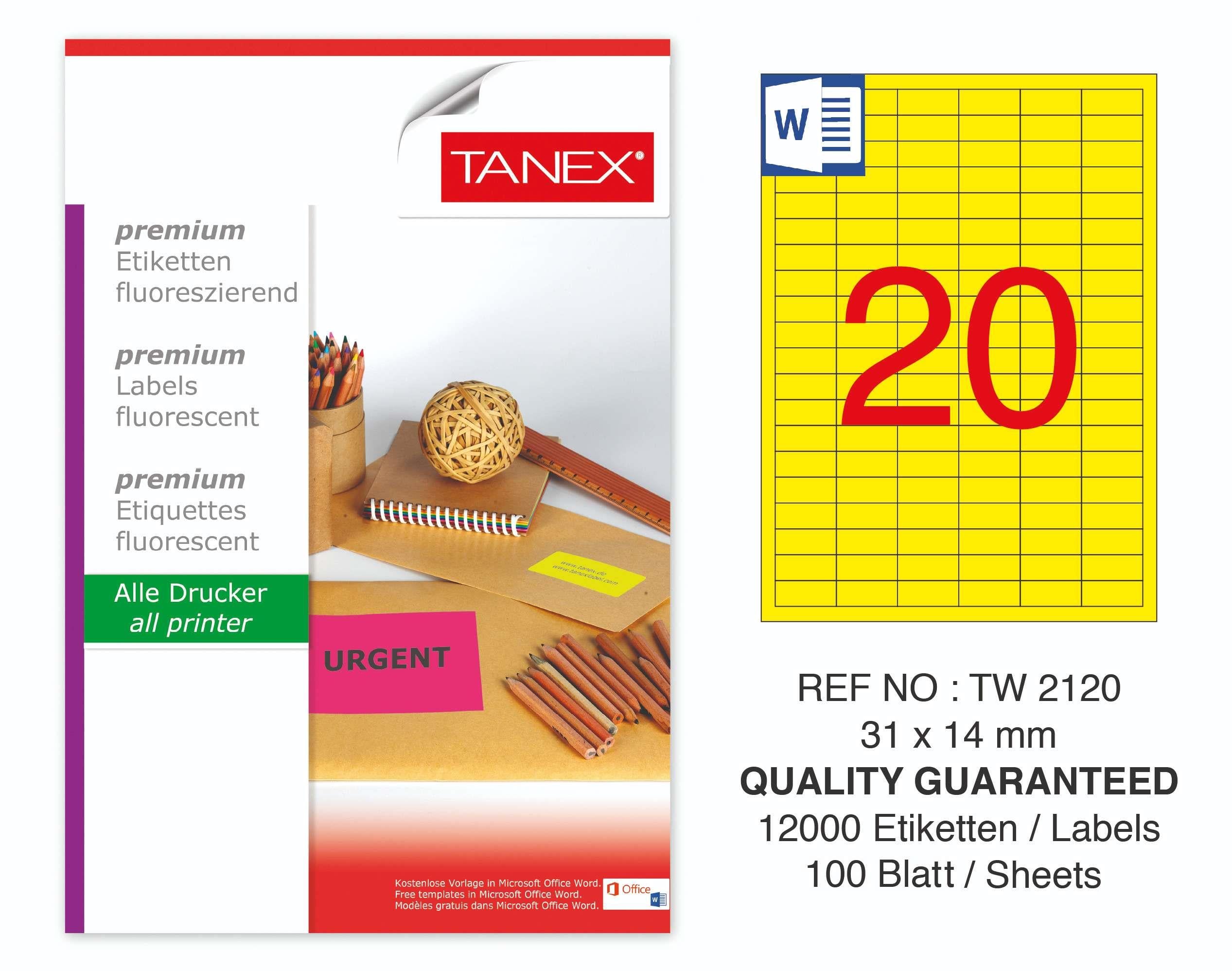 TW-2120 31x14 mm FLO SARI LASER ETİKET 