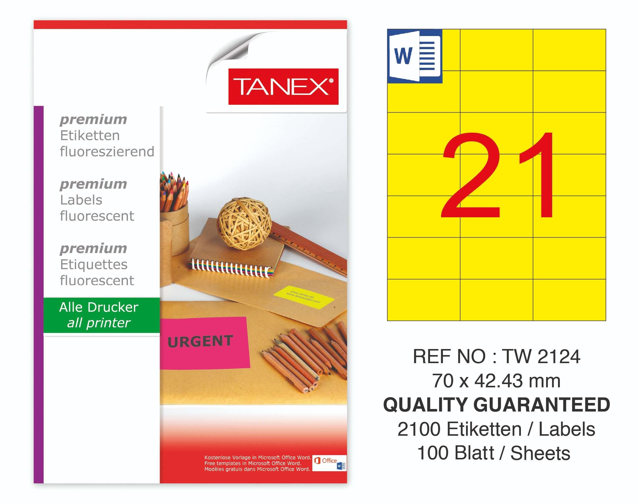 TW-2124 70x42,43 mm FLO SARI LASER ETİKET 