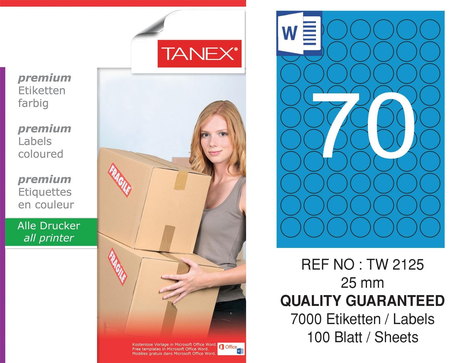 TW-2125 25 mm MAVİ LASER ETİKET 
