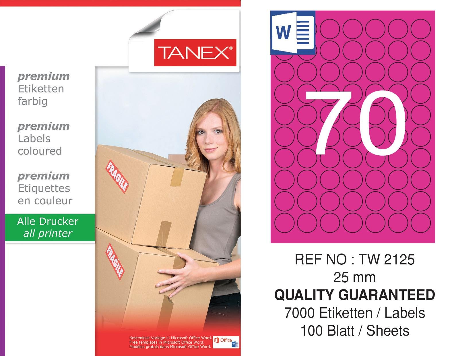 TW-2125 25 mm PEMBE LASER ETİKET 