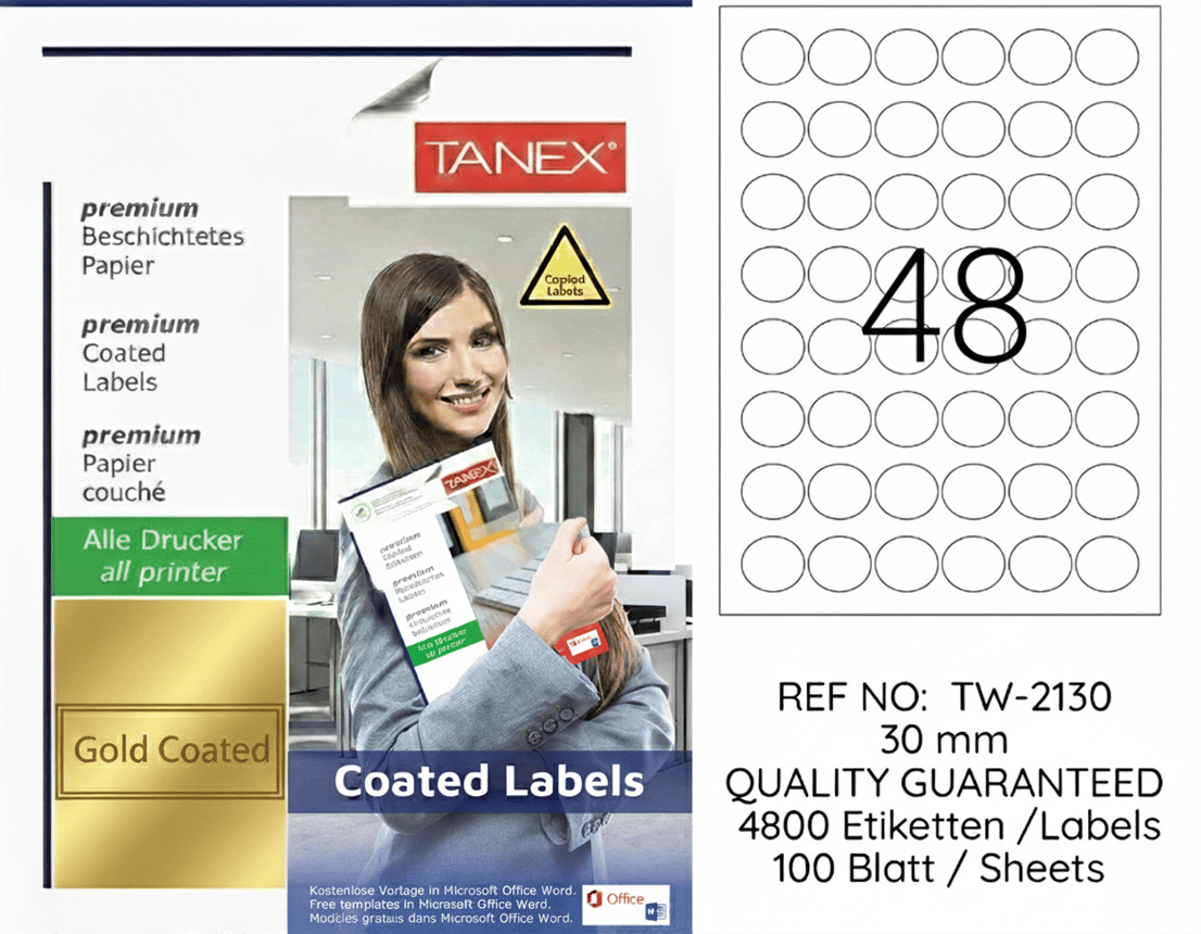 TW-2130 30 mm GOLD LASER ETİKET 