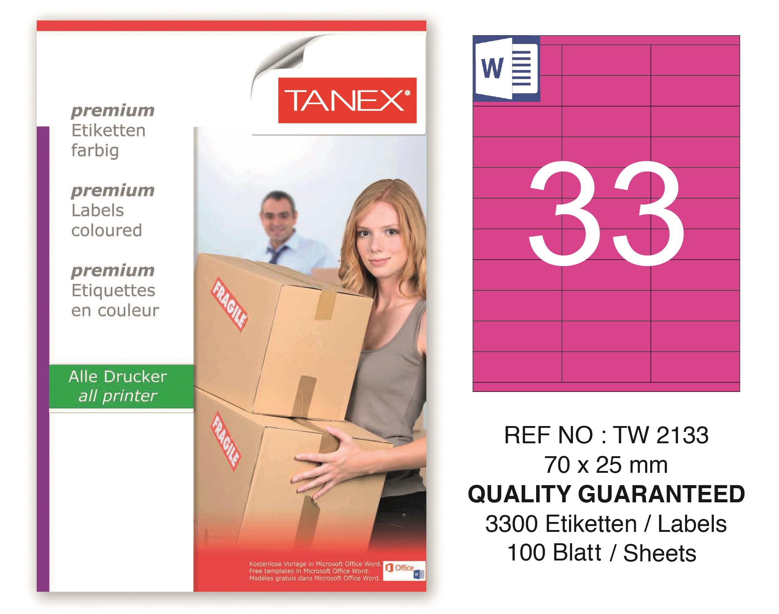 TW-2133 70x25 mm PEMBE LASER ETİKET 