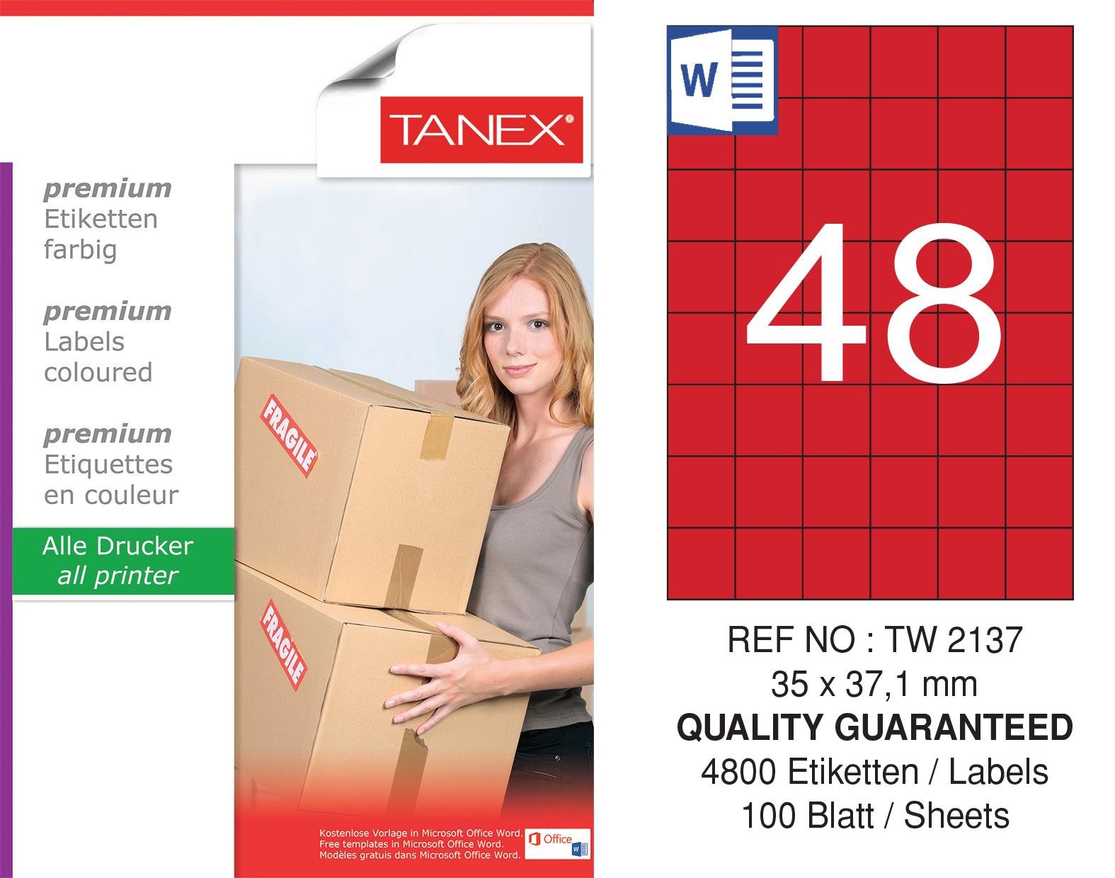 TW-2137 35x37,125 mm KIRMIZI LASER ETİKET 