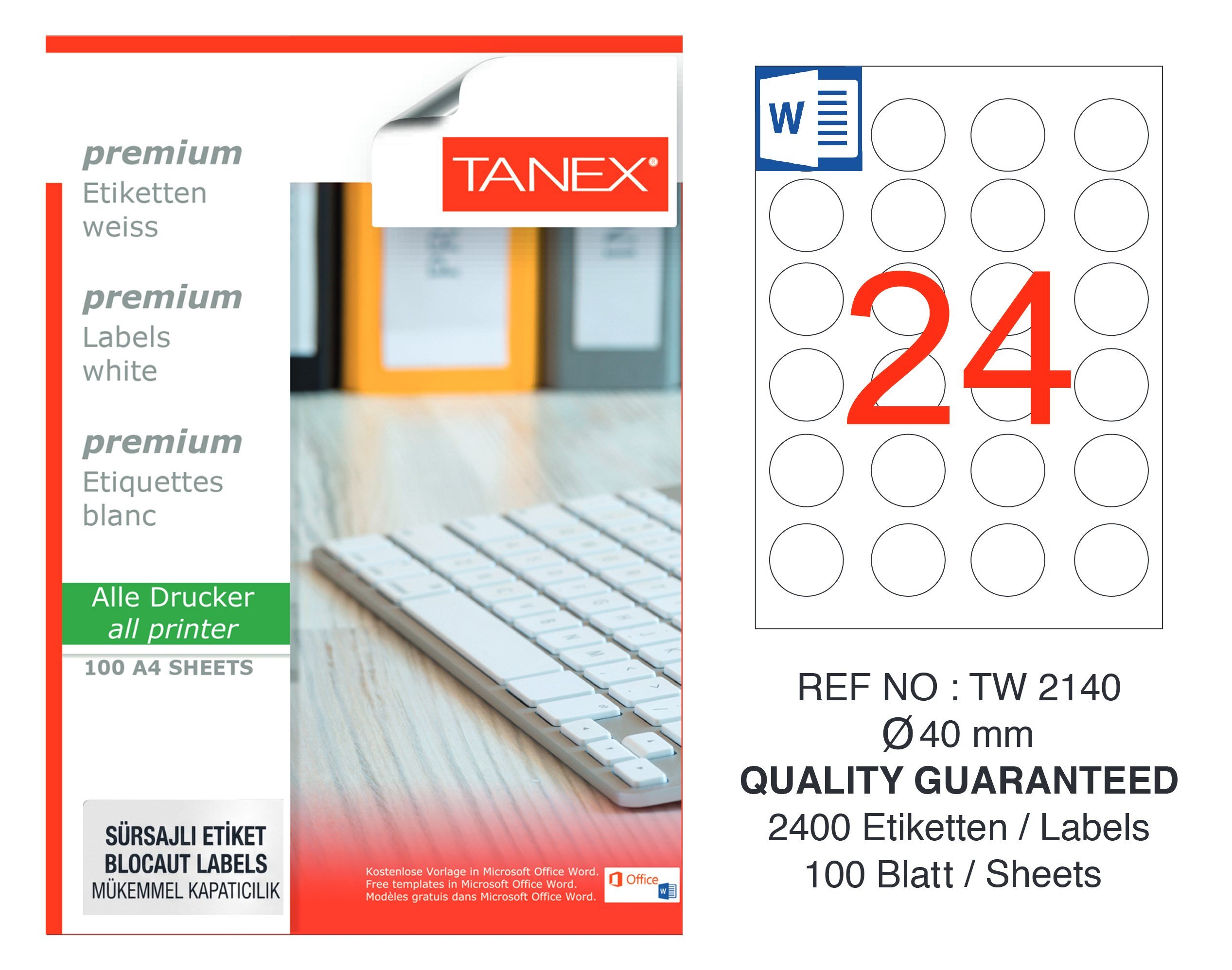 TW-2140 40 mm SÜRSAJLI LASER ETİKET 
