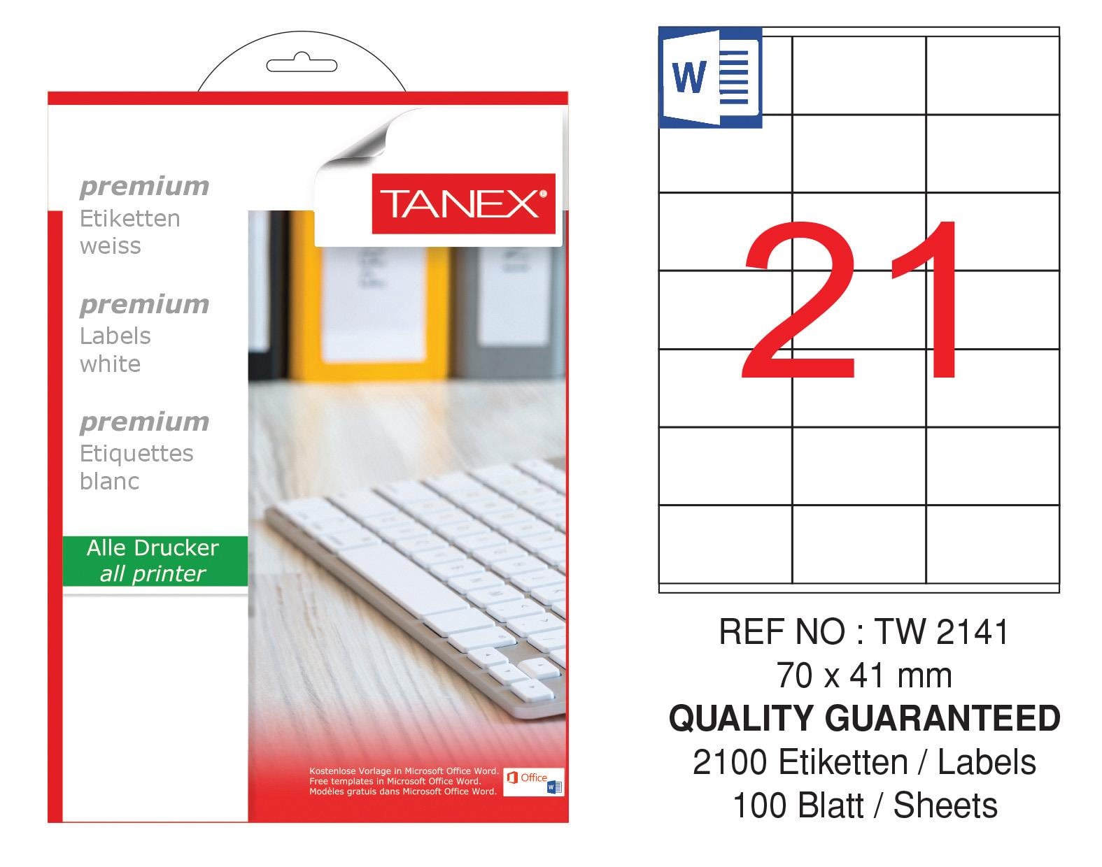 TW-2141 70x41 mm LASER ETİKET .