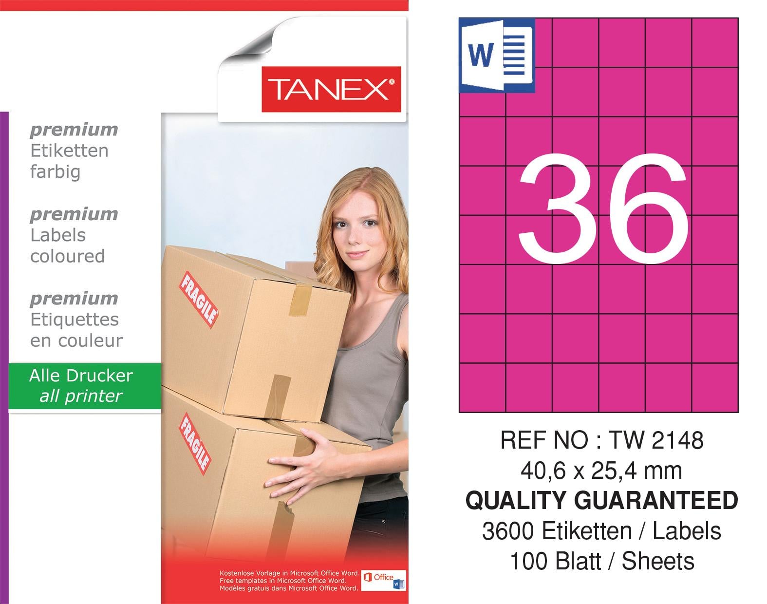 TW-2148 40,6x25,4 mm PEMBE LASER ETİKET 