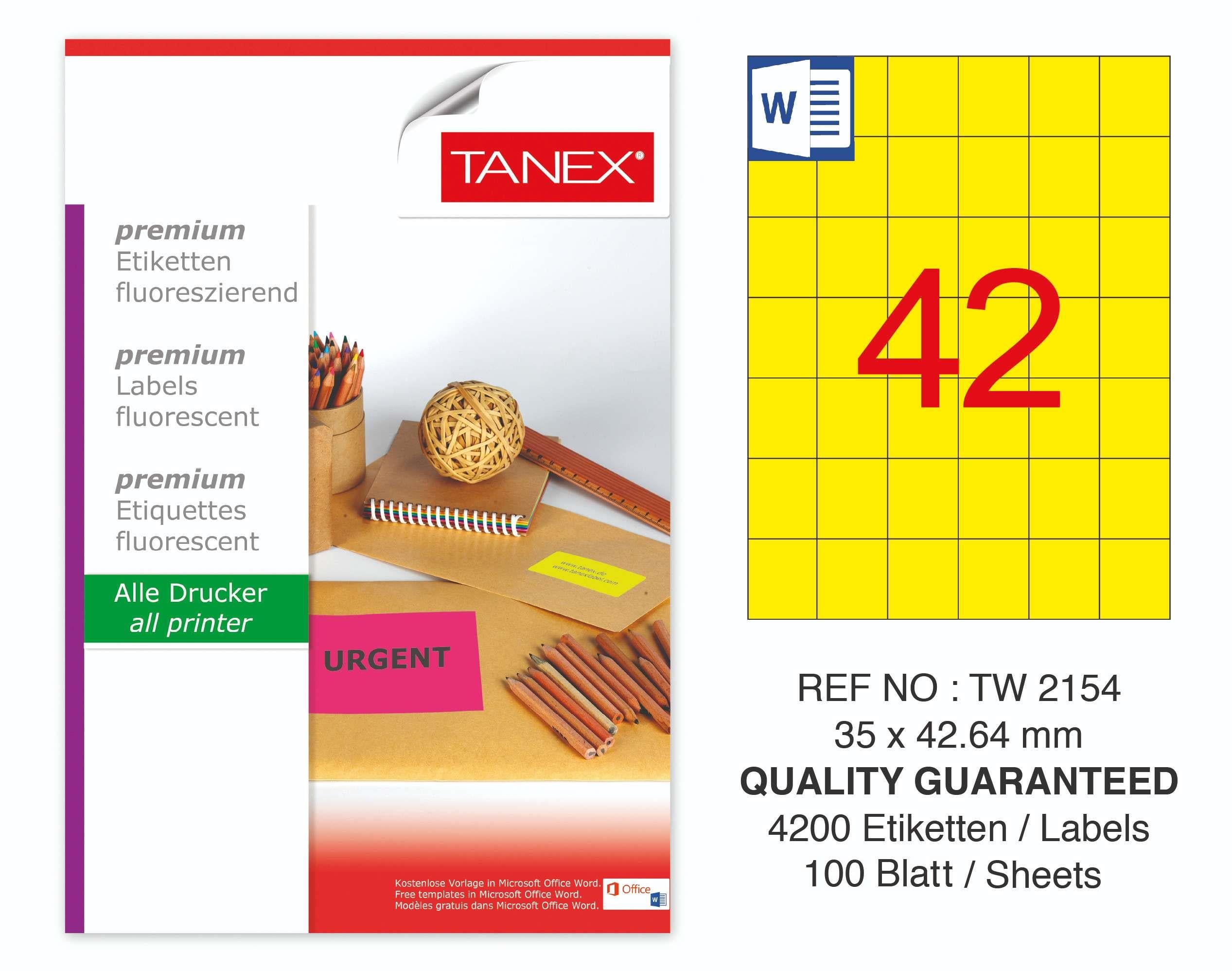 TW-2154 35x42,43 mm FLO SARI LASER ETİKET 