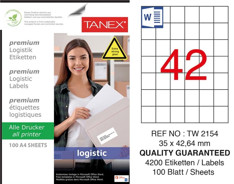 TW-2154 35x42,43 mm LOJİSTİK ETİKET 