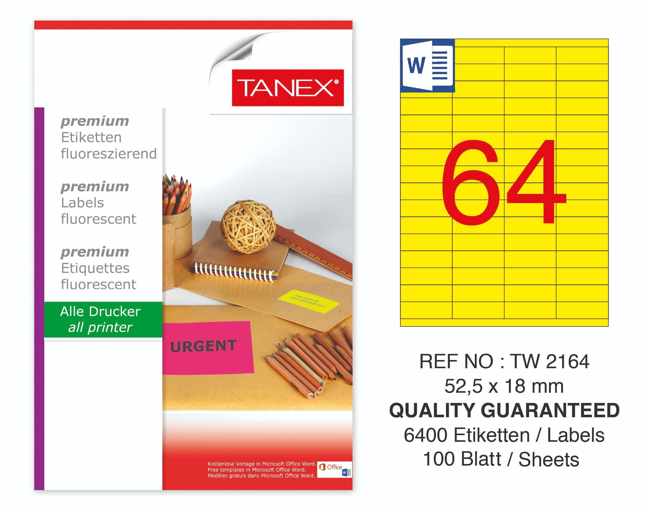 TW-2164 52,5x18 mm FLO SARI LASER ETİKET 