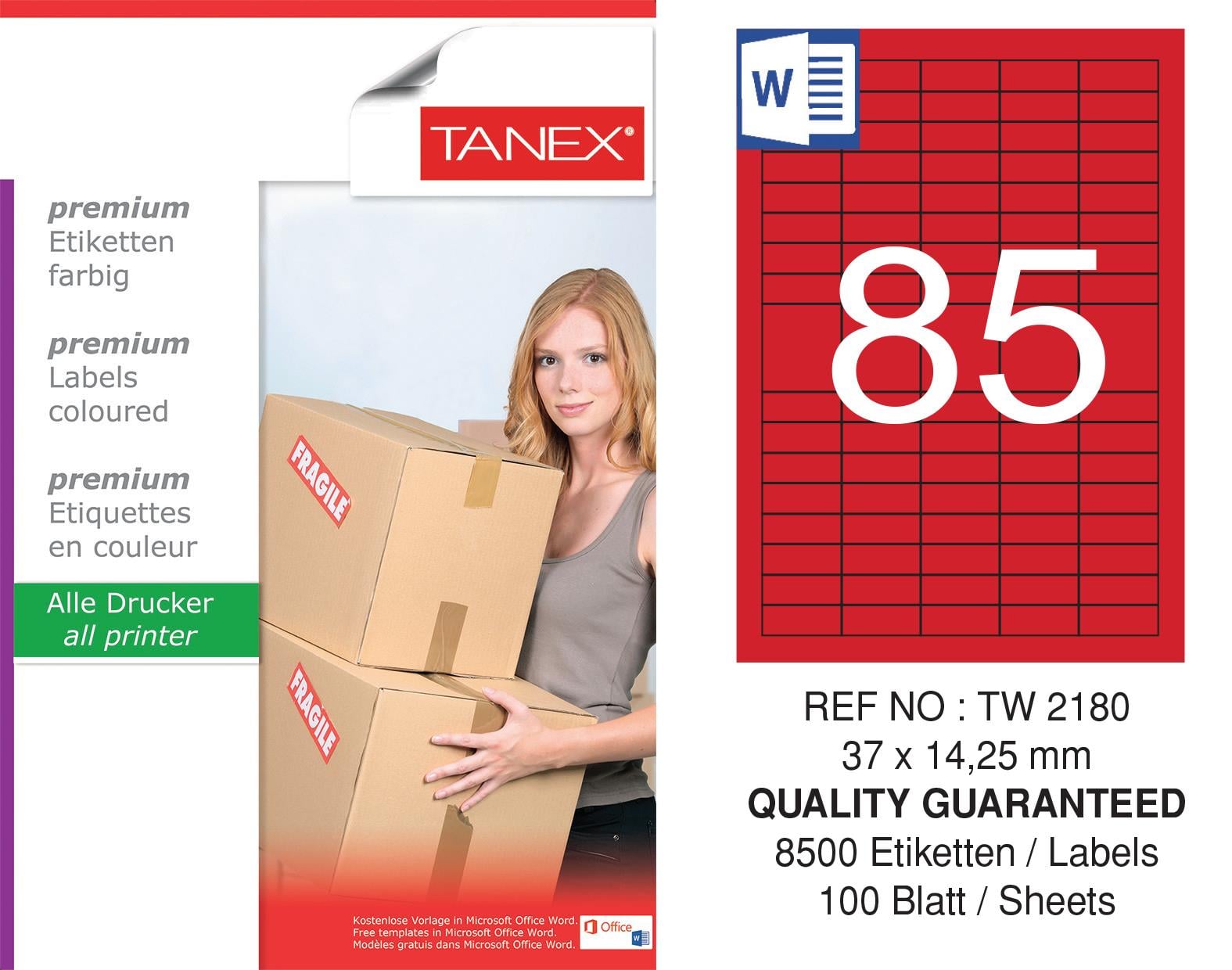 TW-2180 37x14,25 mm KIRMIZI LASER ETİKET 