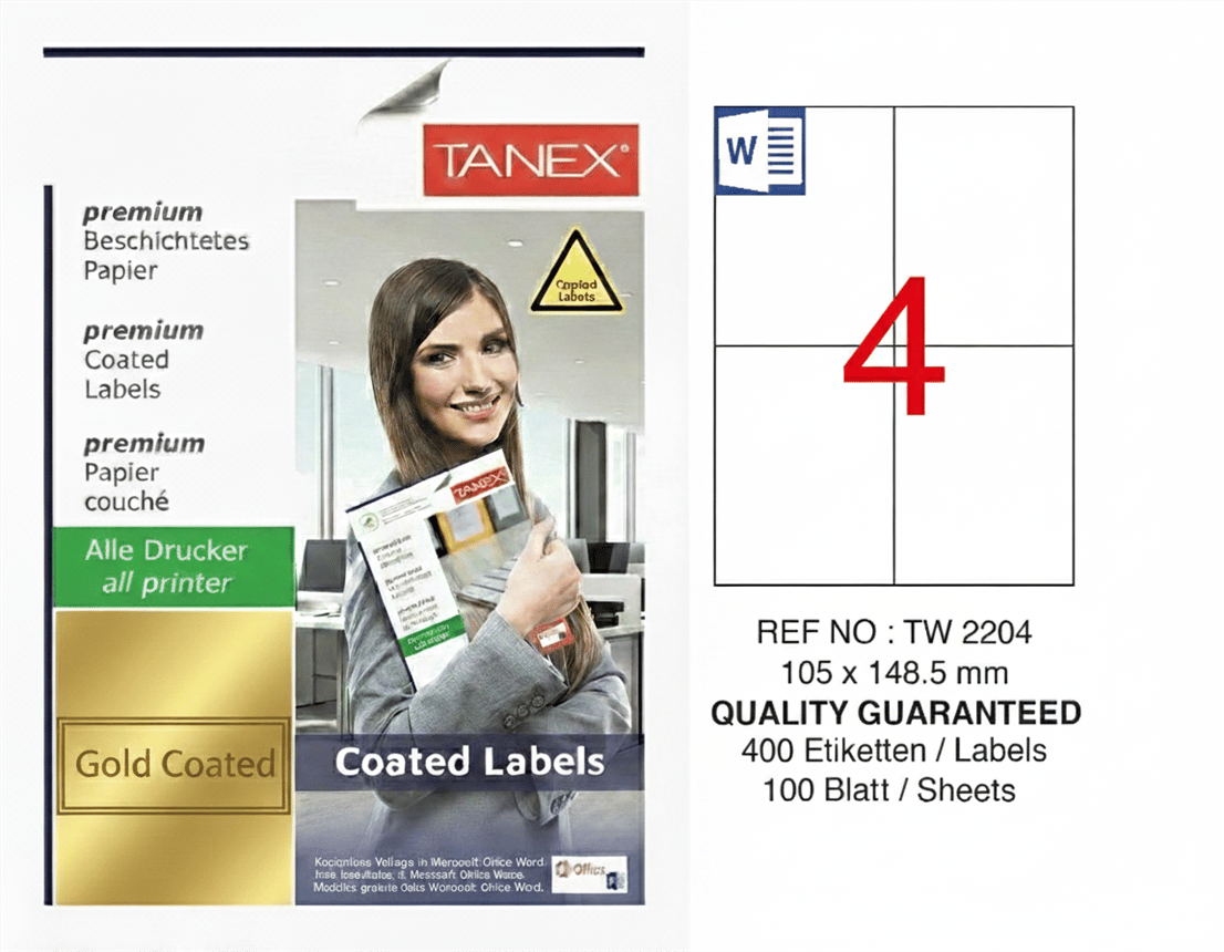 TW-2204 105x148,5 mm GOLD LASER ETİKET 