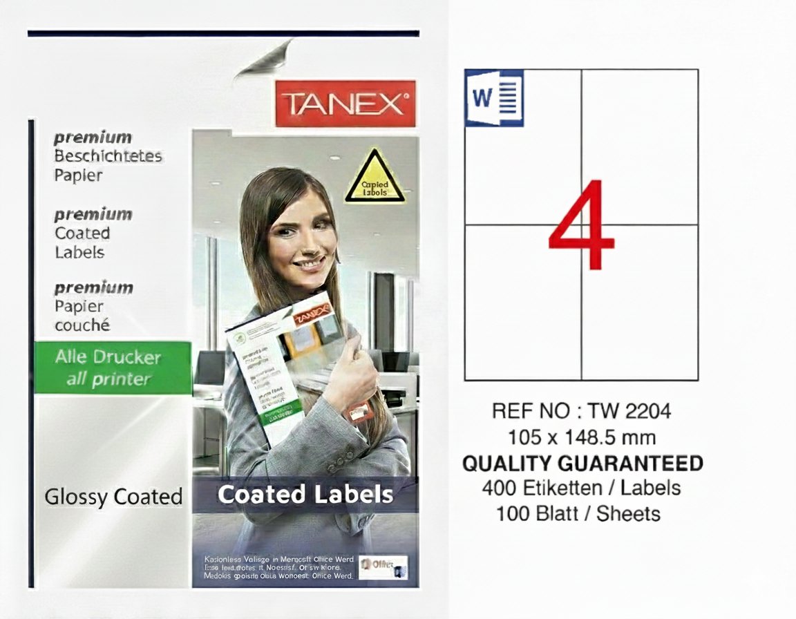 TW-2204 105x148,5 mm PARLAK LASER ETİKET 