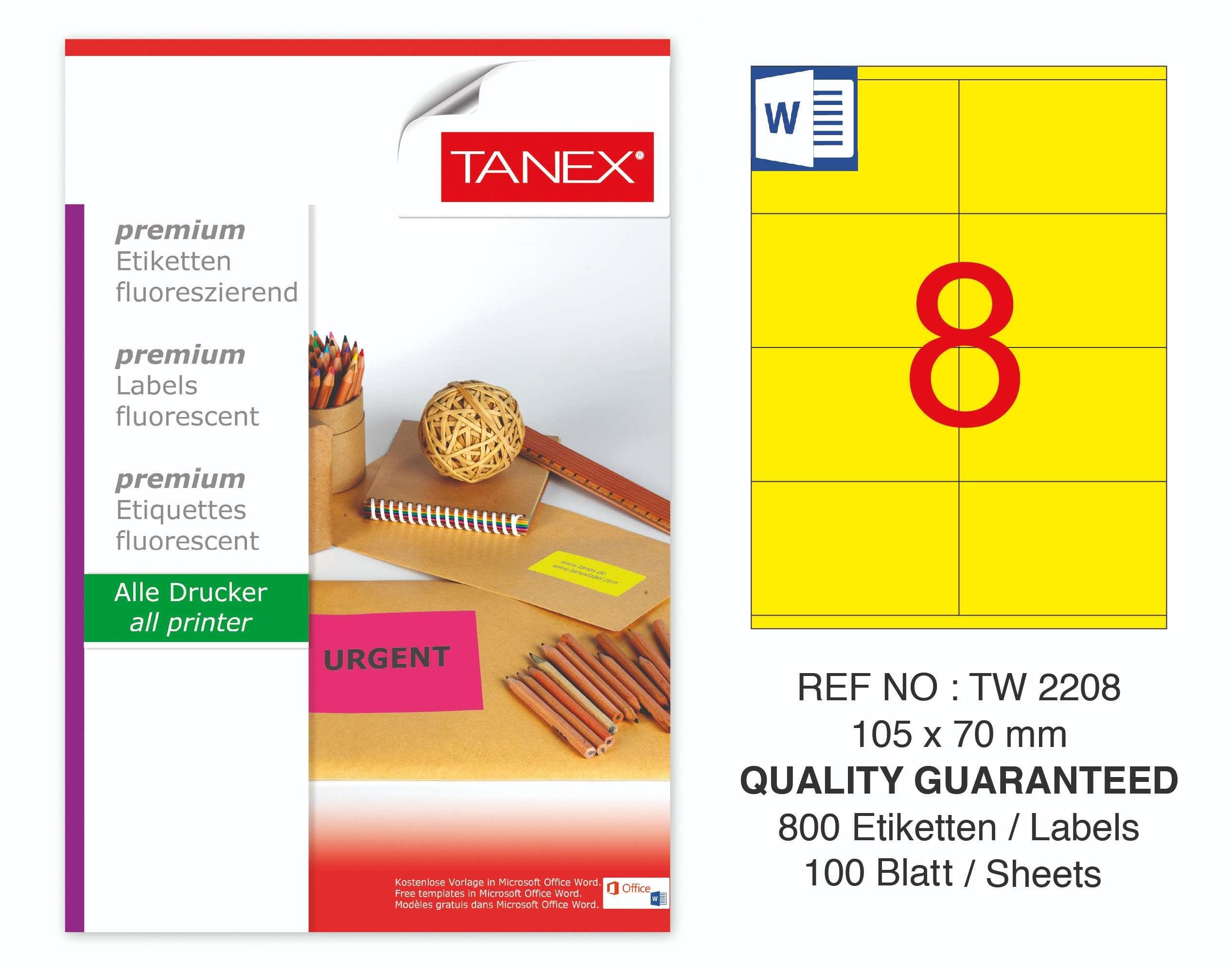 TW-2208 105x70 mm FLO SARI LASER ETİKET 