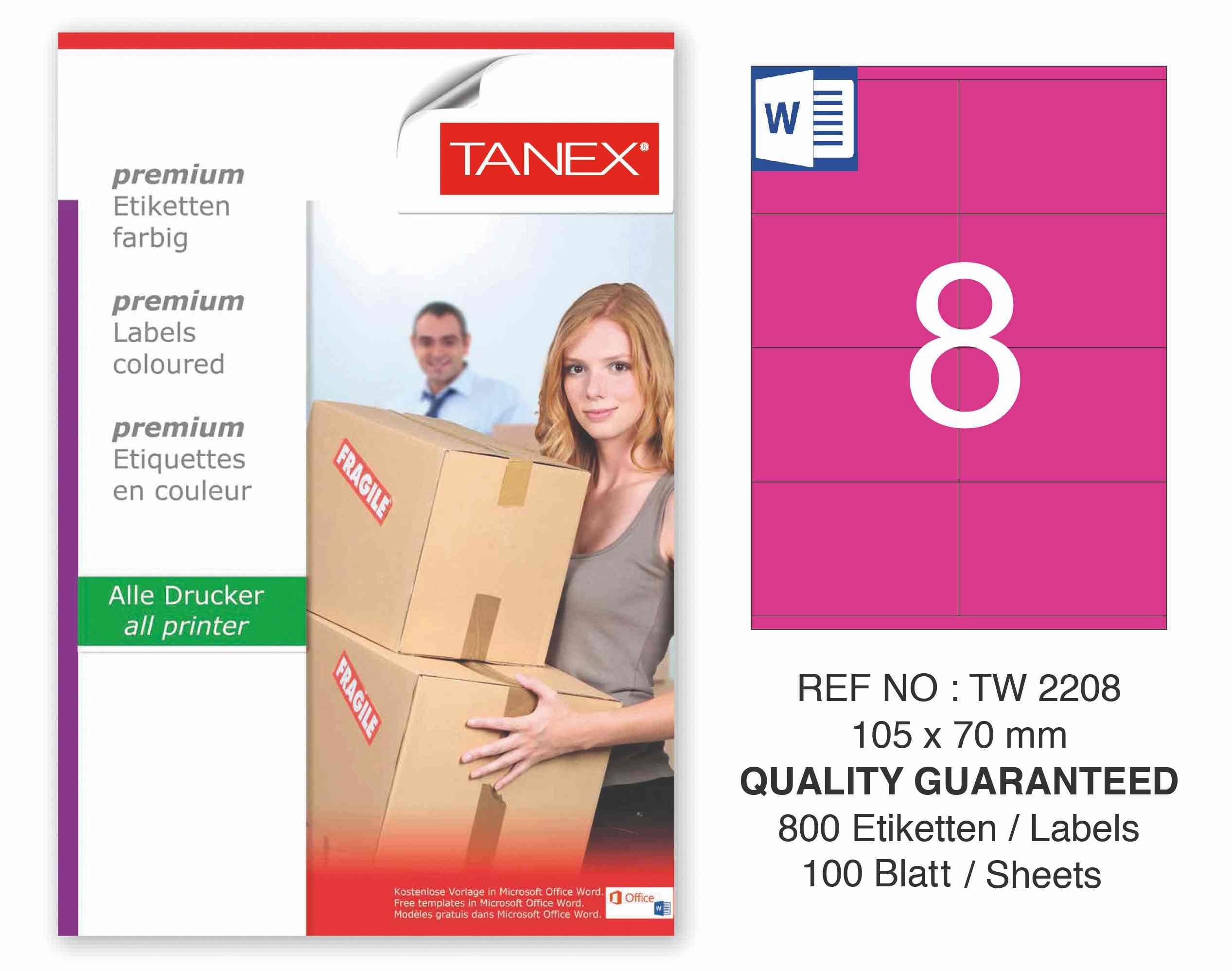 TW-2208 105x70 mm PEMBE LASER ETİKET 