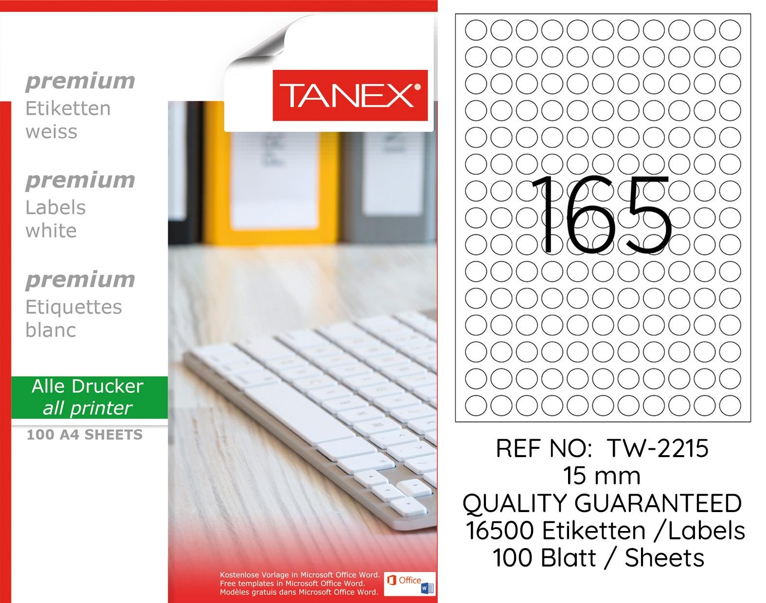 TW-2215 15 mm LASER ETİKET .